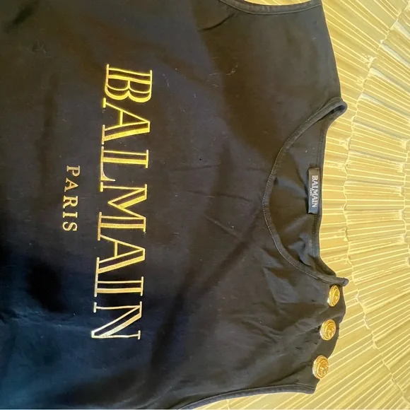 Balmain Black Tee with Gold Accents - Picture 2 of 8